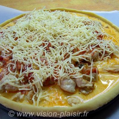 Preparation tarte volaille et tomate